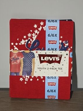 Levi's Star Pattern Tee Set - Navy & White with Red Logo